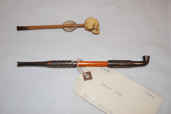 Two opium pipes in the museum's collection. 