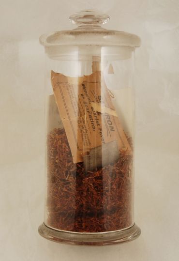 Materia Medica jar containing saffron.